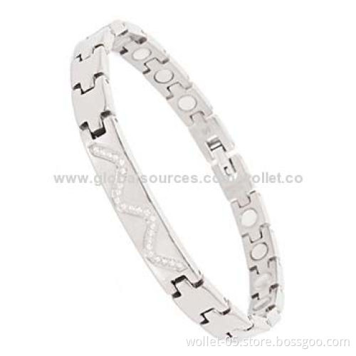 Titanium Bracelet with CZ Stones, Popular Wholesale Premium Quality
